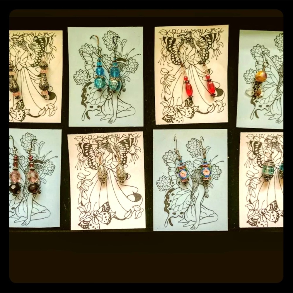 Handmade Drop Earrings Semi Precious Stone Various 1.5-2"